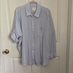 American Eagle Outfitters Women's Light Blue Button Down Shirt